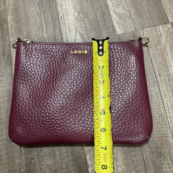 LODIS designer red burgundy wine pebbled leather designer pouch Lagenlook Classy - Picture 6 of 7